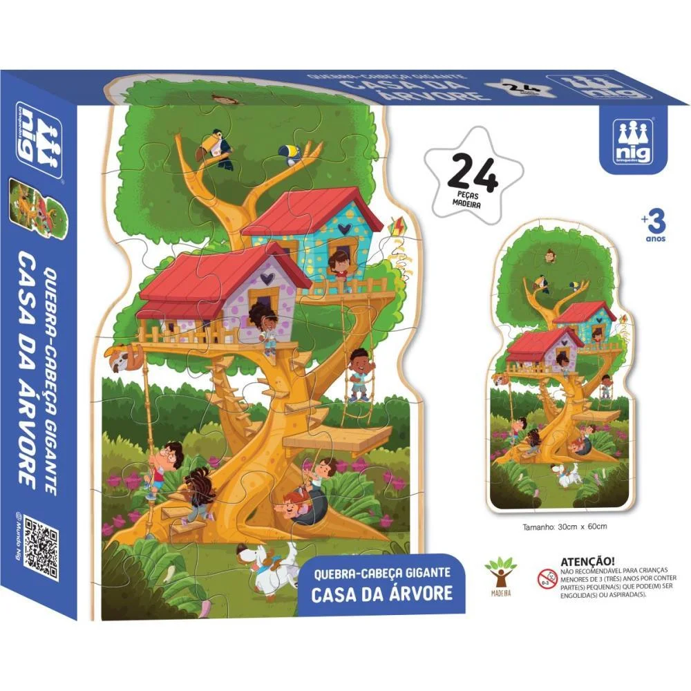 Quebra-Cabeca Madeira Casa Na Arvore Gigante 24Pcs Nig Brinquedos (Unidade) - imagem 2