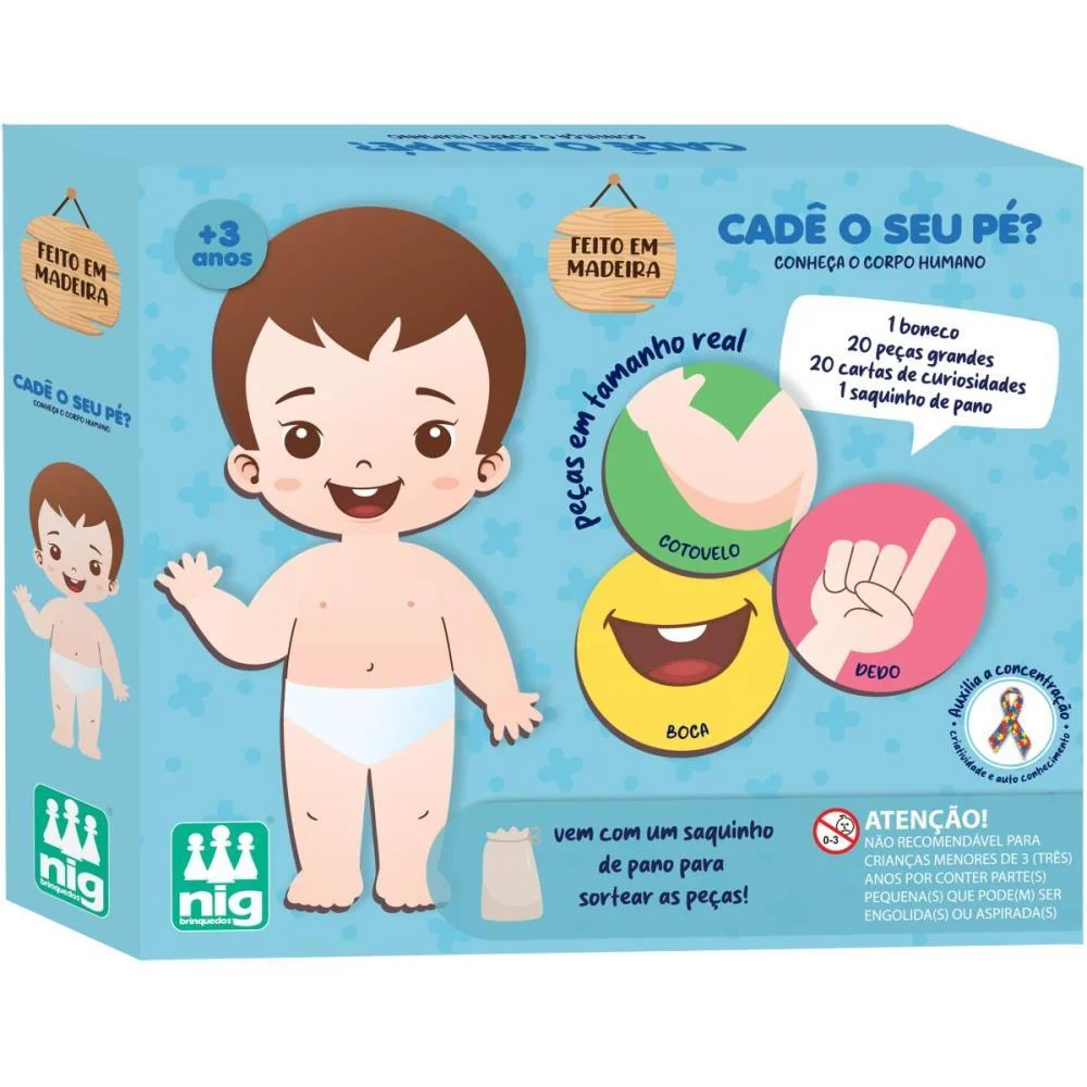 Brinquedo Pedagogico Madeira Cade O Seu Pe Nig Brinquedos (Unidade) - imagem 4