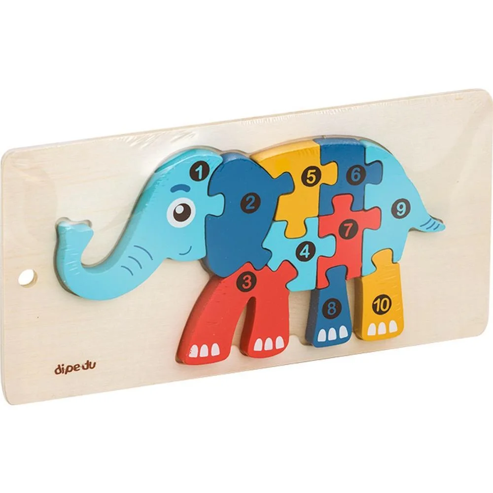 Quebra-Cabeca Madeira Dipedu Elefante 10 Pecas Brw - imagem 3