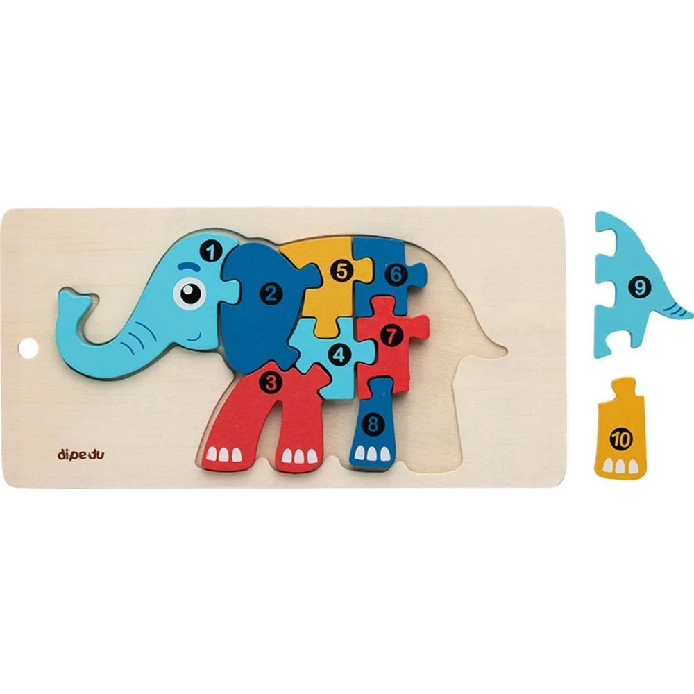 Quebra-Cabeca Madeira Dipedu Elefante 10 Pecas Brw - imagem 4