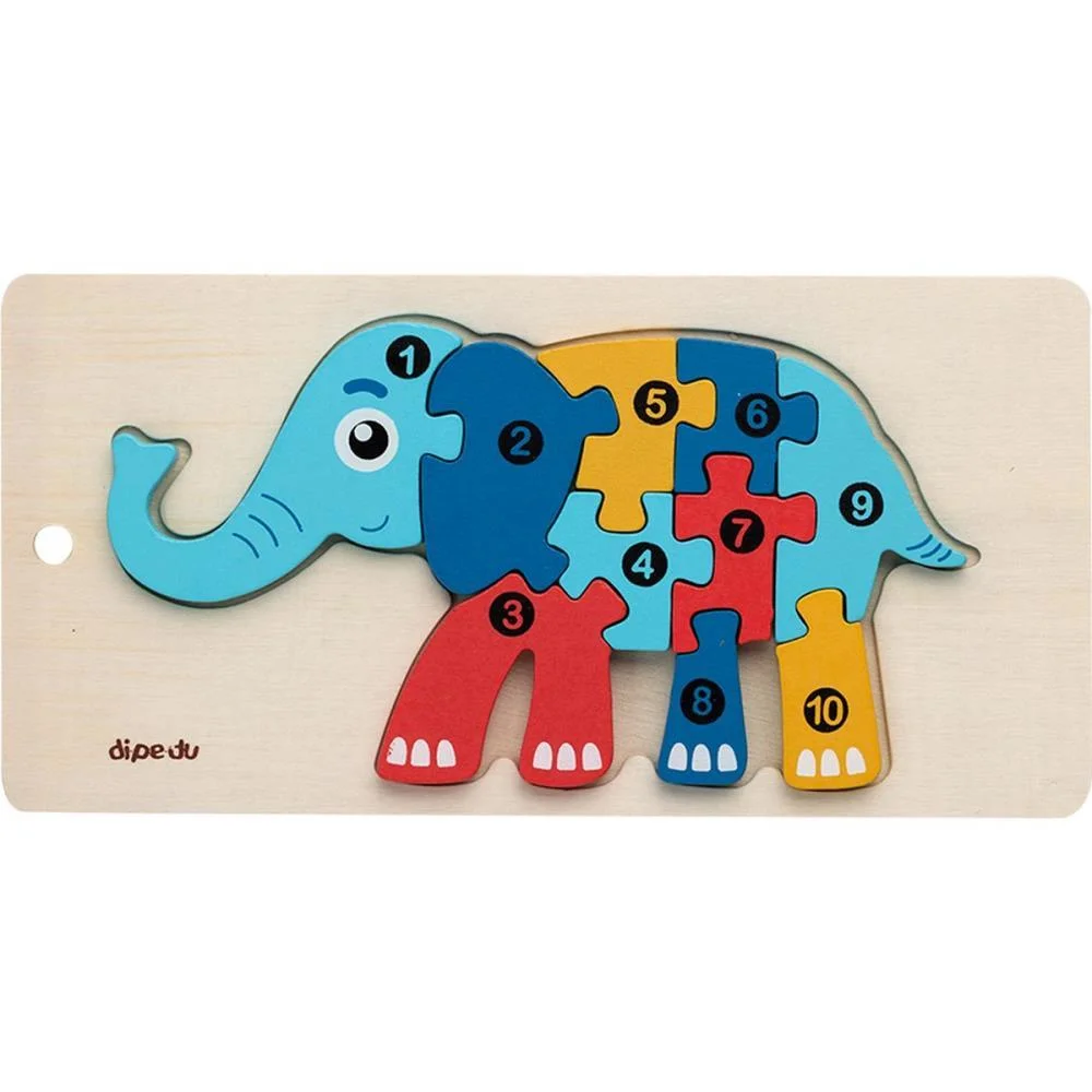 Quebra-Cabeca Madeira Dipedu Elefante 10 Pecas Brw - imagem 6