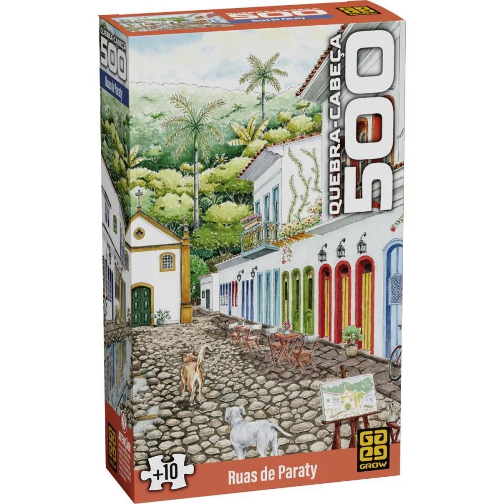 Quebra-Cabeca Cartonado Ruas De Paraty 500 Pecas Grow - imagem 2