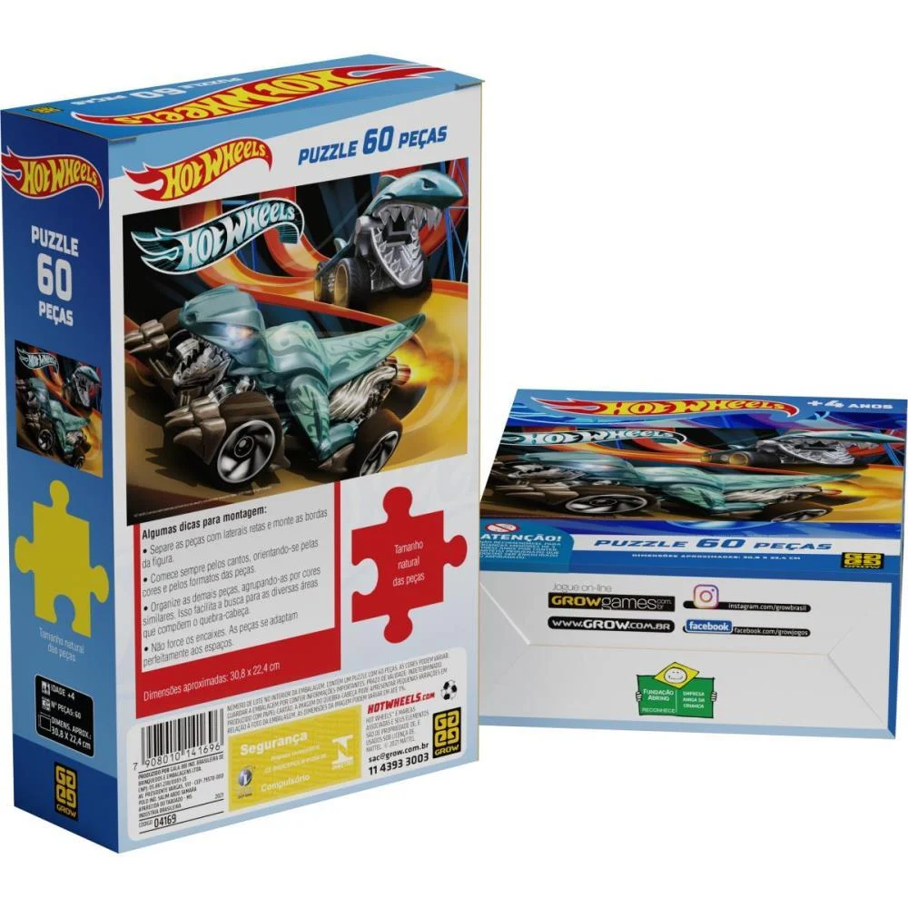 Quebra-Cabeca Cartonado Hot Wheels 60 Pecas Grow (Unidade) - imagem 4