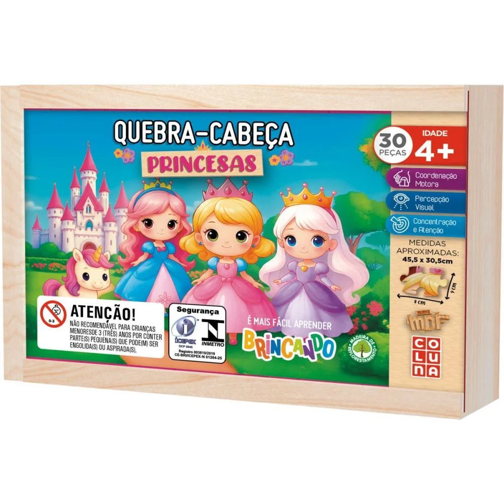 Quebra-Cabeca Madeira Princesas 30 Pecas Coluna (Unidade) - imagem 3