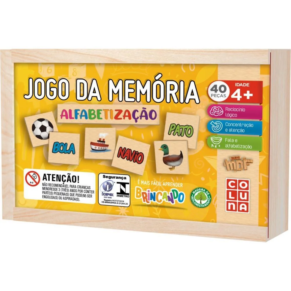 Jogo Da Memoria Em Madeira Alfabetizacao 40 Pecas Coluna (Unidade) - imagem 3