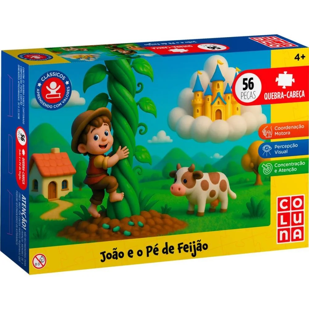 Quebra-Cabeca Cartonado Joao E O Pe De Feijao 56Pecas Coluna (Unidade) - imagem 3
