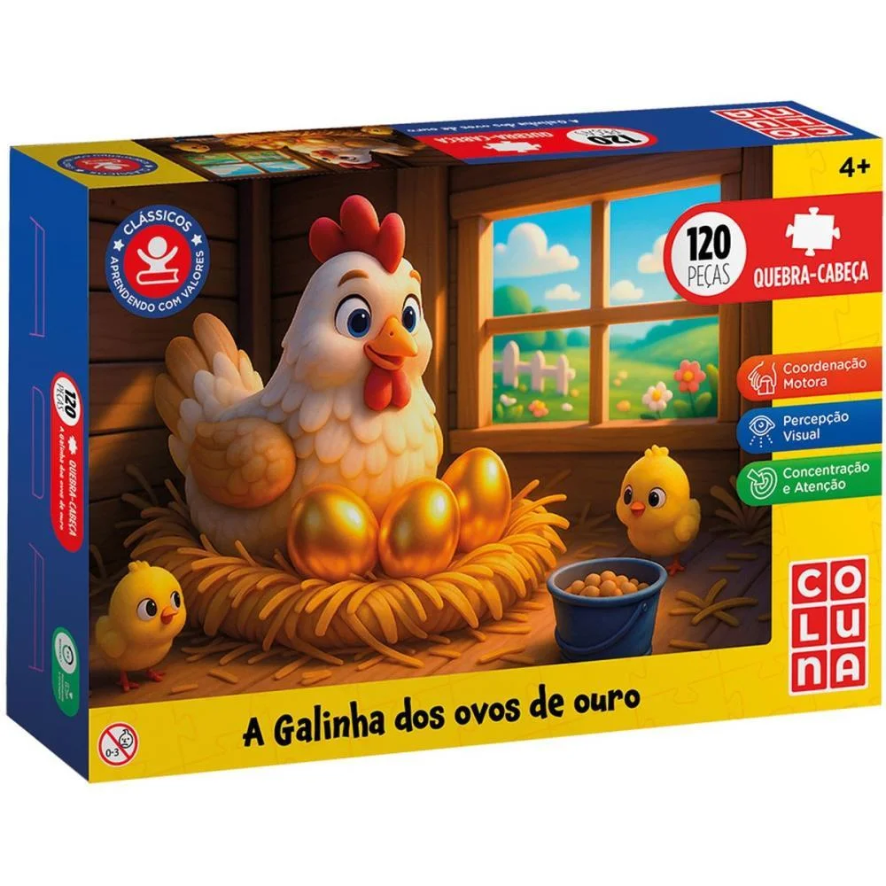 Quebra-Cabeca Cartonado A Galinha Dos Ovos De Ouro 120 Coluna (Unidade) - imagem 2