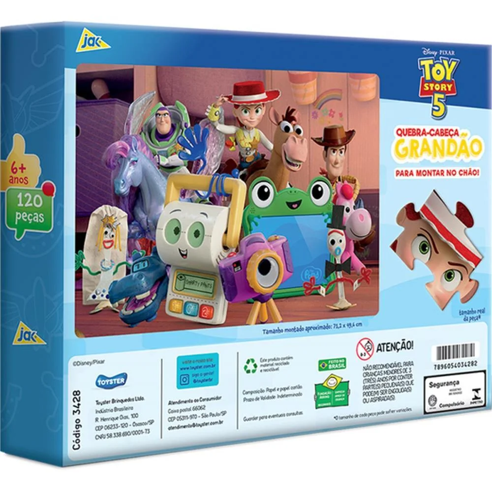 Quebra-Cabeca Cartonado Toy Story 5 120Pecas Grandao Toyster (Unidade) - imagem 4