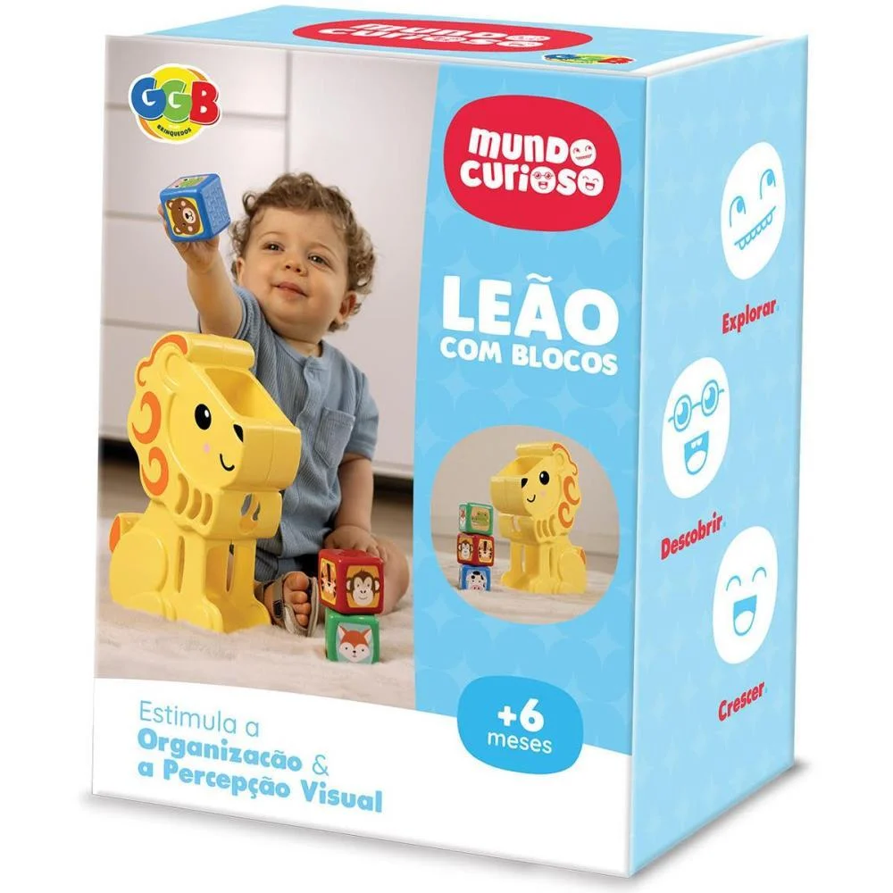 Brinquedo Educativo Leao Com Blocos Ggb Plast - imagem 4