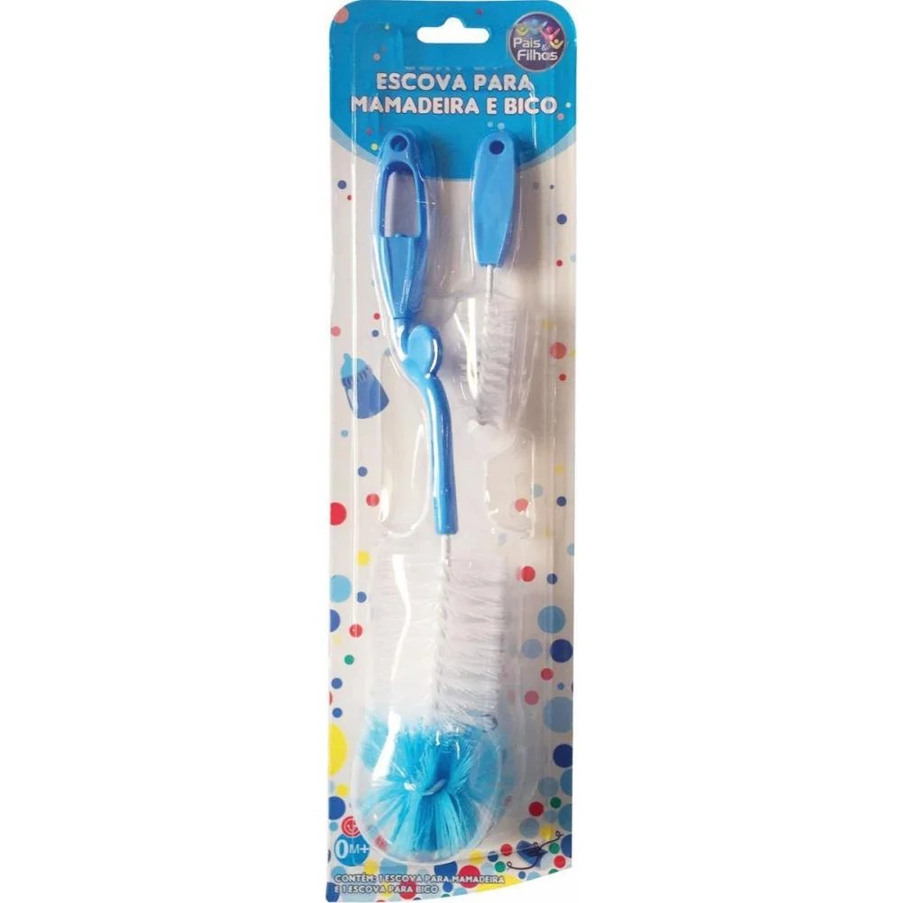 Amamentação Escova P/Mamadeira E Bico Azul Pais E Filhos (Blister) - imagem 2
