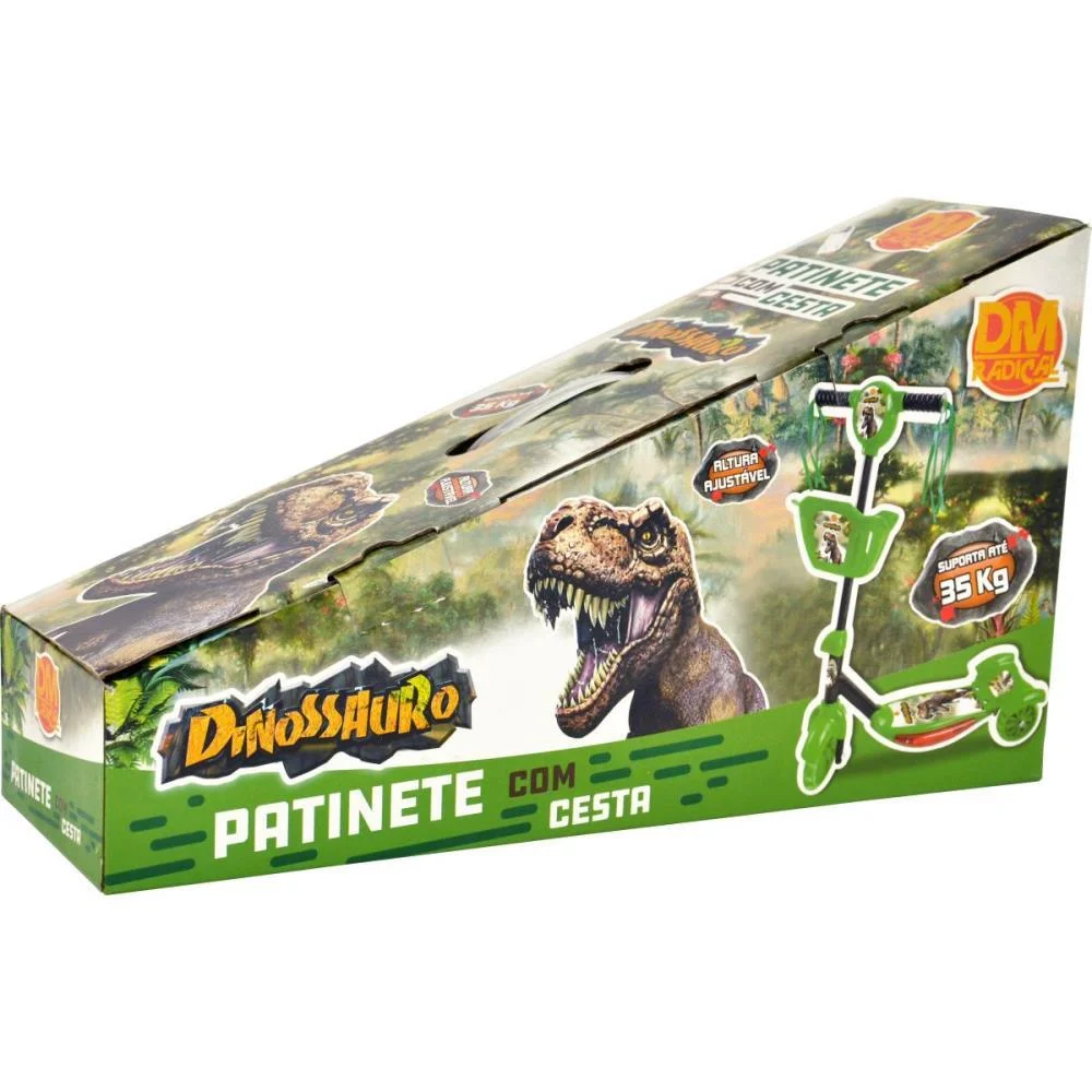 Patinete Dinossauro C/Som/Luz E Cesta Dm Toys (Unidade) - imagem 3