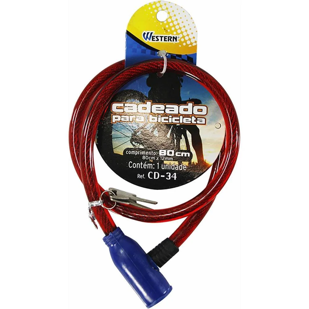 Acessorio Para Bicicleta Cadeado 80Cm Flex. Sortido Western (Unidade) - imagem 3