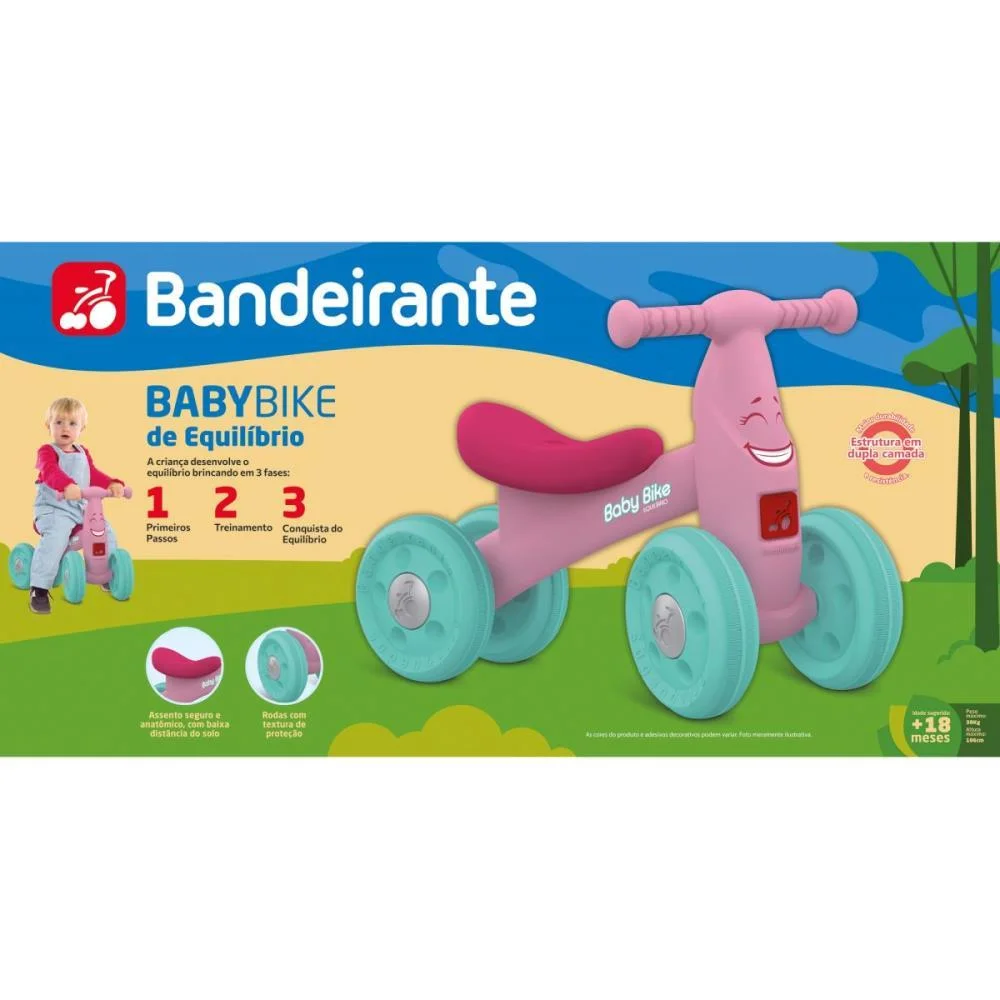 Bicicleta Infantil Baby Bike Equilibrio Rosa Bandeirante (Unidade) - imagem 8