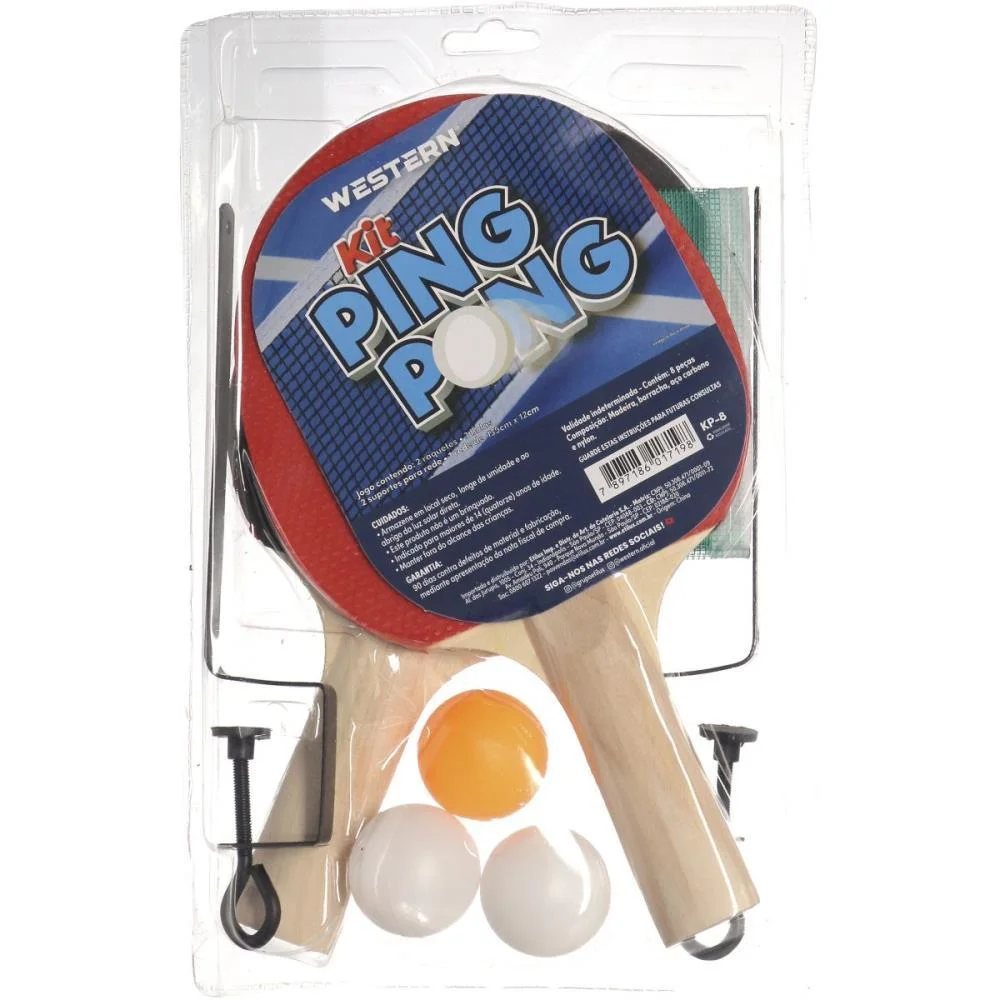 Raquete Para Ping Pong Raquetes+Bolas+Rede+Sup. 8Pcs Western (Unidade) - imagem 3