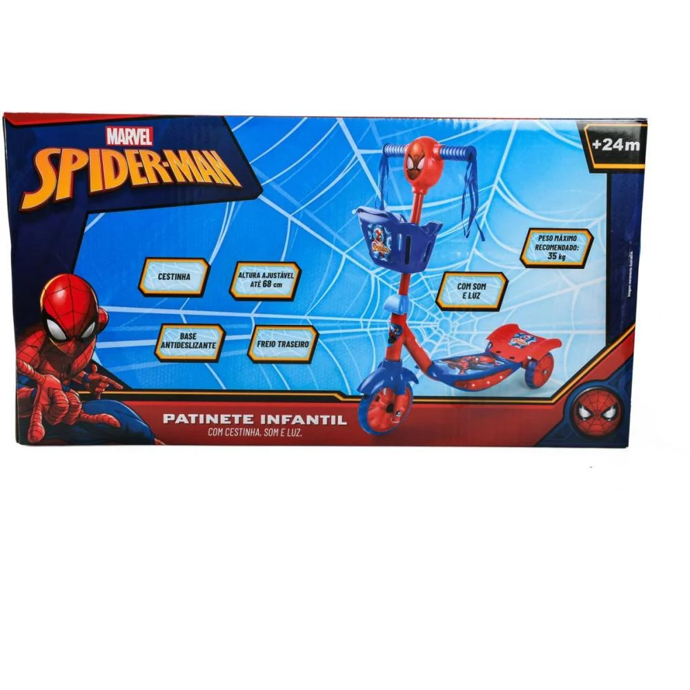 Patinete Spider Man C/Luz/Som/Cestinha Bbr (Unidade) - imagem 7
