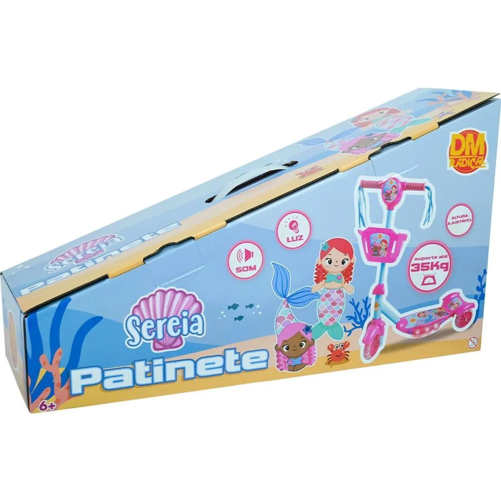 Patinete Sereia C/Luz,Som E Cesta Dm Toys (Unidade) - imagem 3
