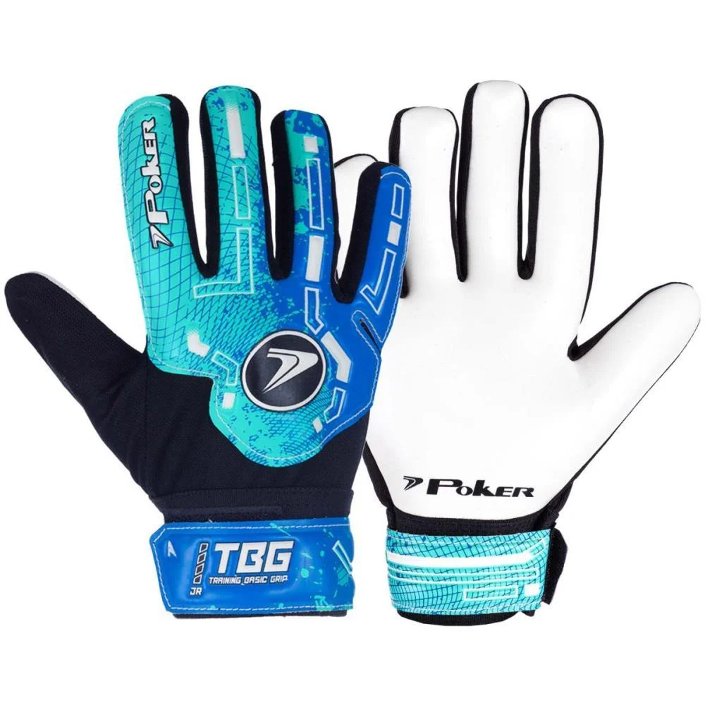 Luva Para Futebol Training Grip Jr. 5 Az/Vda/Br Poker (Par) - imagem 2