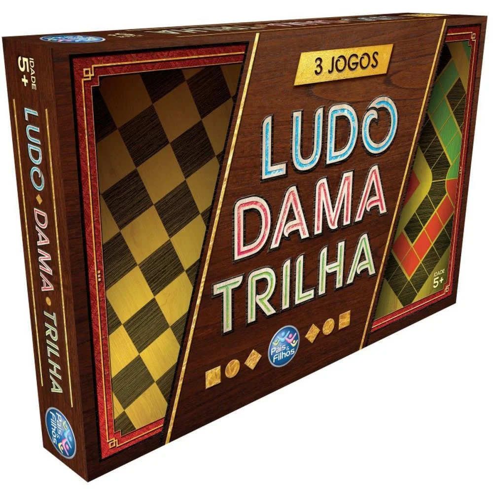 Jogo De Tabuleiro 3 Jogos Ludo/Dama E Trilha Pais E Filhos - imagem 4