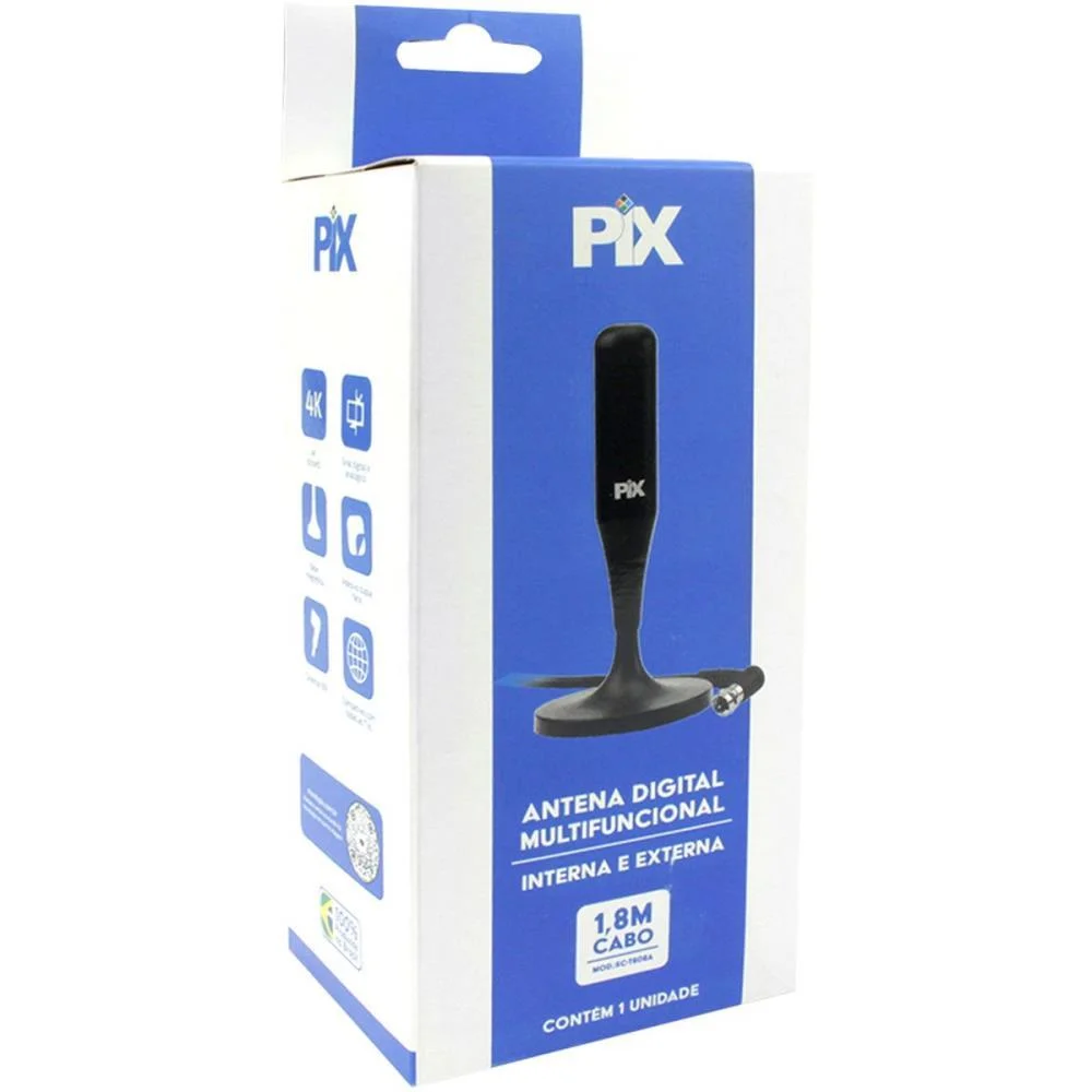 Antena Para Tv Interna Hdtv 1.8M Base C/Ima Santana Centro (Unidade) - imagem 5