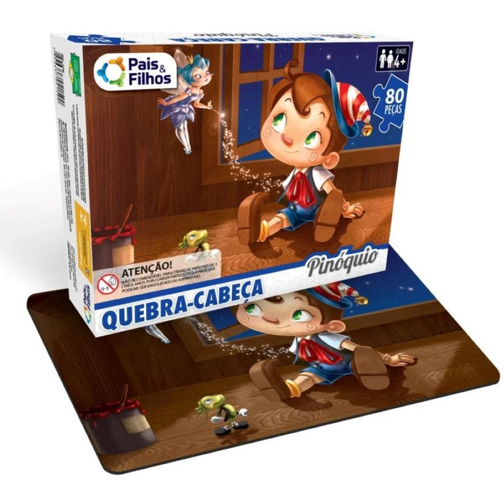 Quebra-Cabeca Cartonado Pinoquio 80 Pecas Pais E Filhos (Unidade) - imagem 3