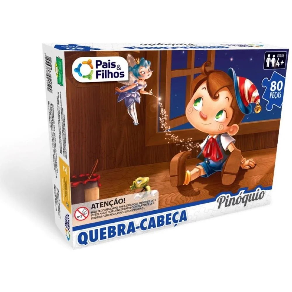 Quebra-Cabeca Cartonado Pinoquio 80 Pecas Pais E Filhos (Unidade) - imagem 4