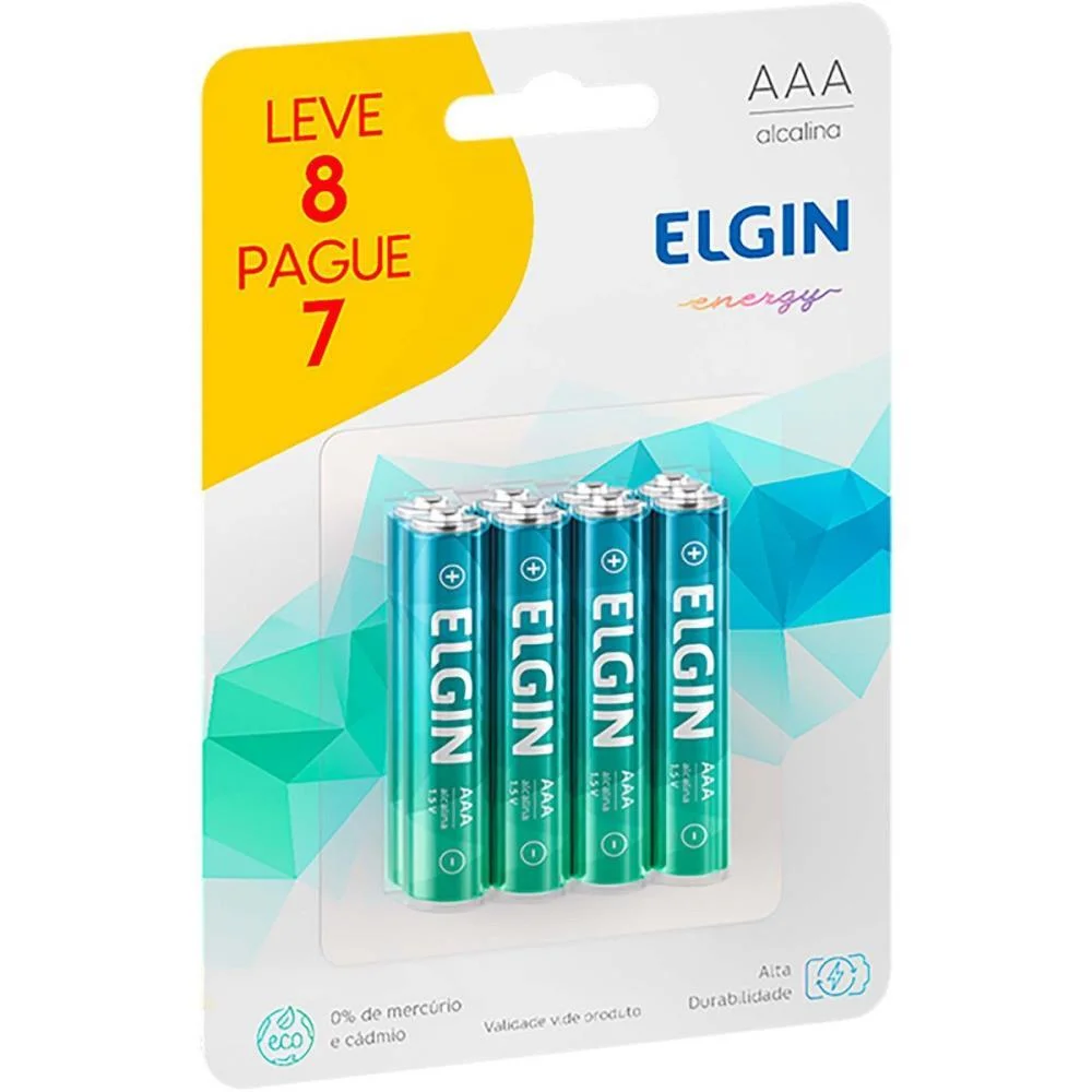 Pilha Alcalina Palito Aaa Pague 7 Leve 8 Elgin (Blister) - imagem 2