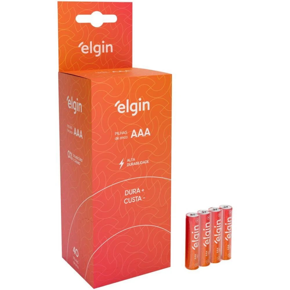 Pilha Zinco Palito Aaa Ro3 Elgin (Tubo C/40) - imagem 2