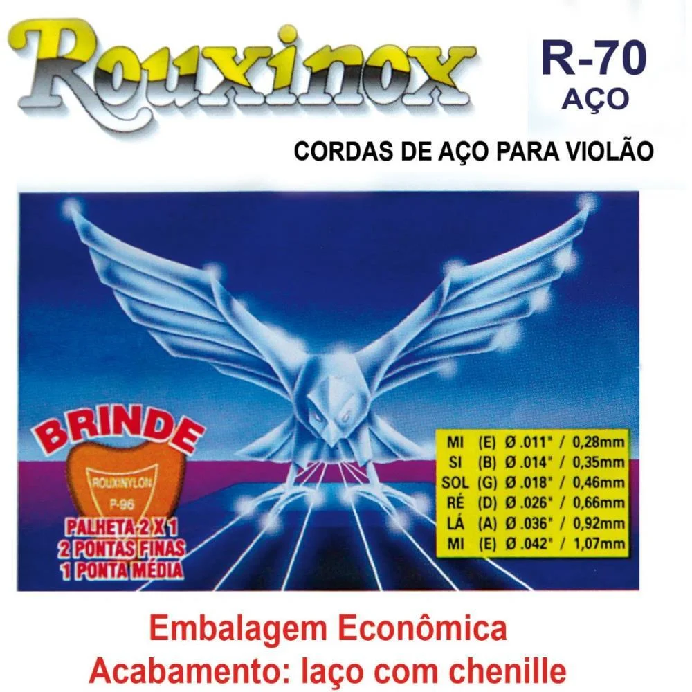Encordoamento P/Violao Aco Inox C/Chenille Rouxinol - imagem 2