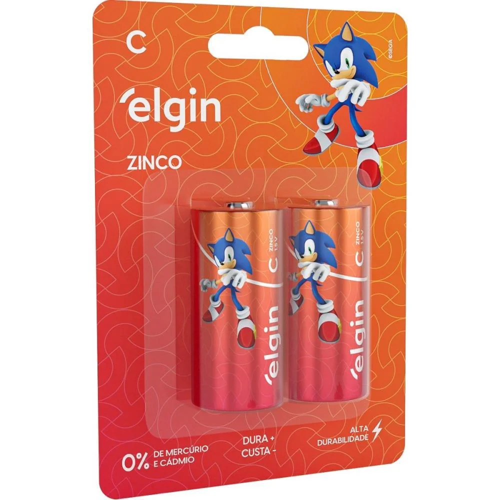 Pilha Zinco Media-C R14 1,5V. Elgin (Bl.c/02) - imagem 2