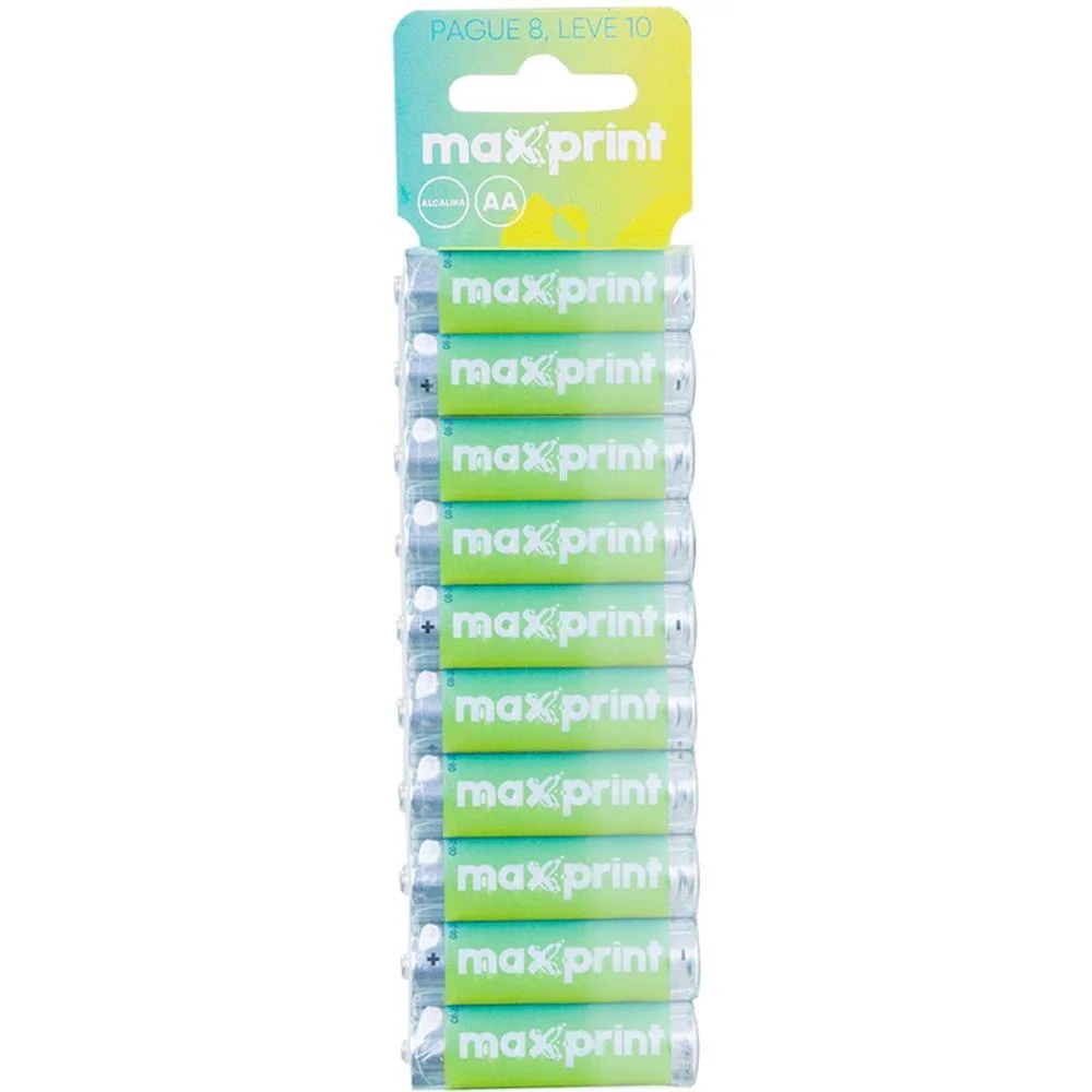 Pilha Alcalina Pequena Aa Pack Promo P8 L10 Maxprint (Bl.c/10) - imagem 2