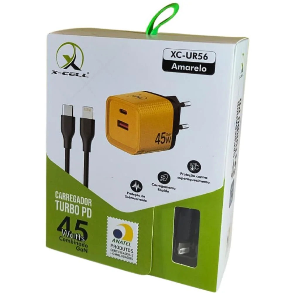 Carregador Celular De Parede Turbo Pd Usb C/Cabo Amarelo Flex (Unidade) - imagem 4