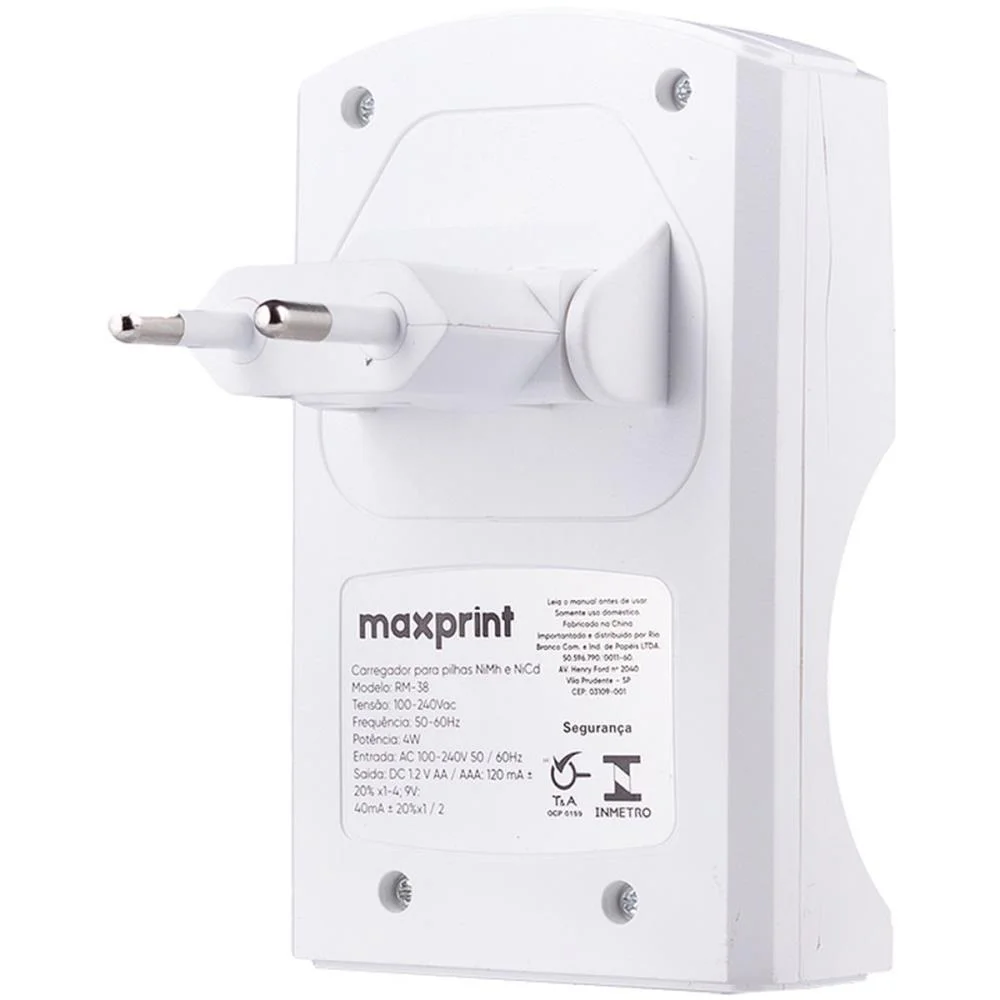 Carregador De Pilhas Bivolt P/Pilhas Aa Aaa E 9V Maxprint (Unidade) - imagem 3