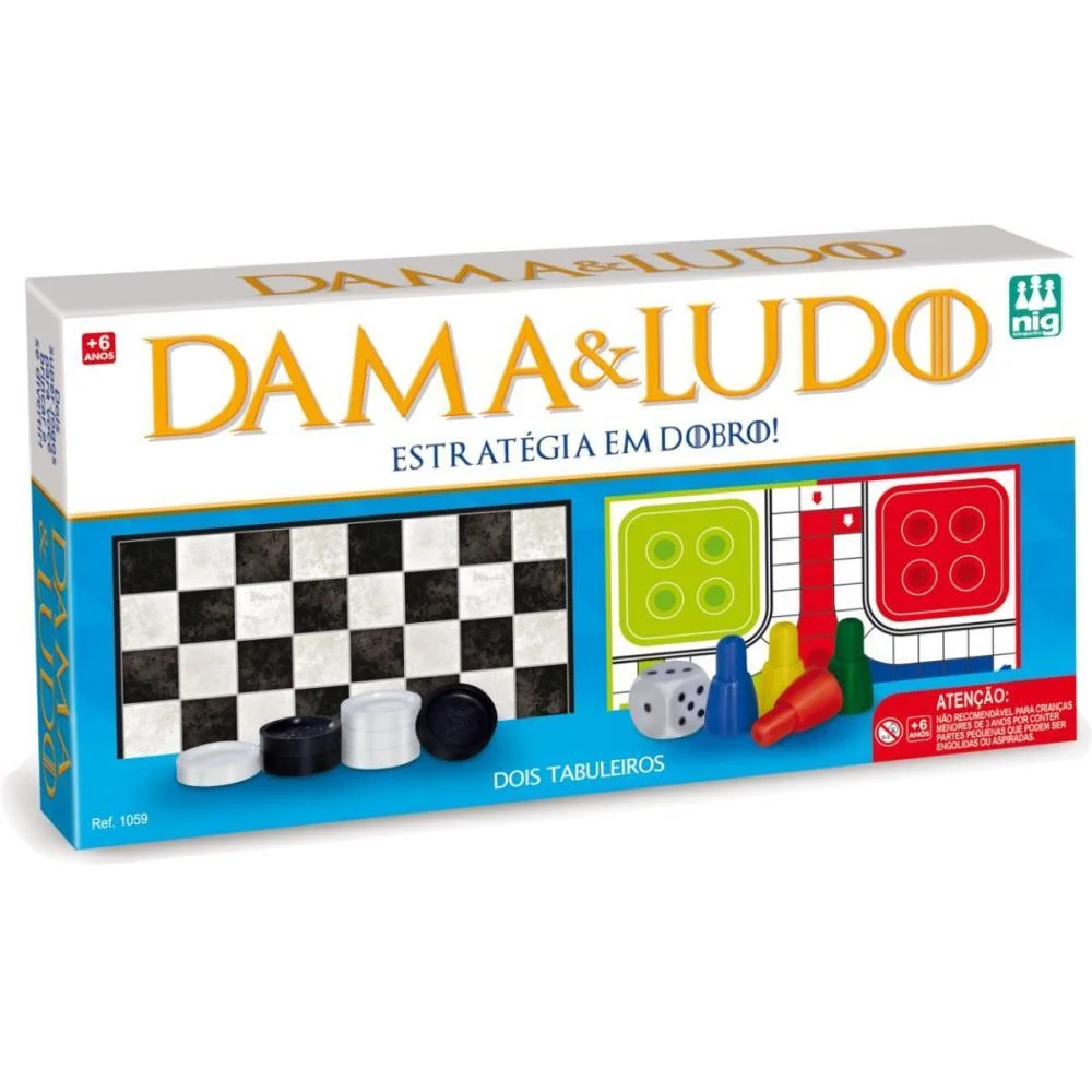 Jogo De Tabuleiro Dama E Ludo Nig Brinquedos - imagem 4
