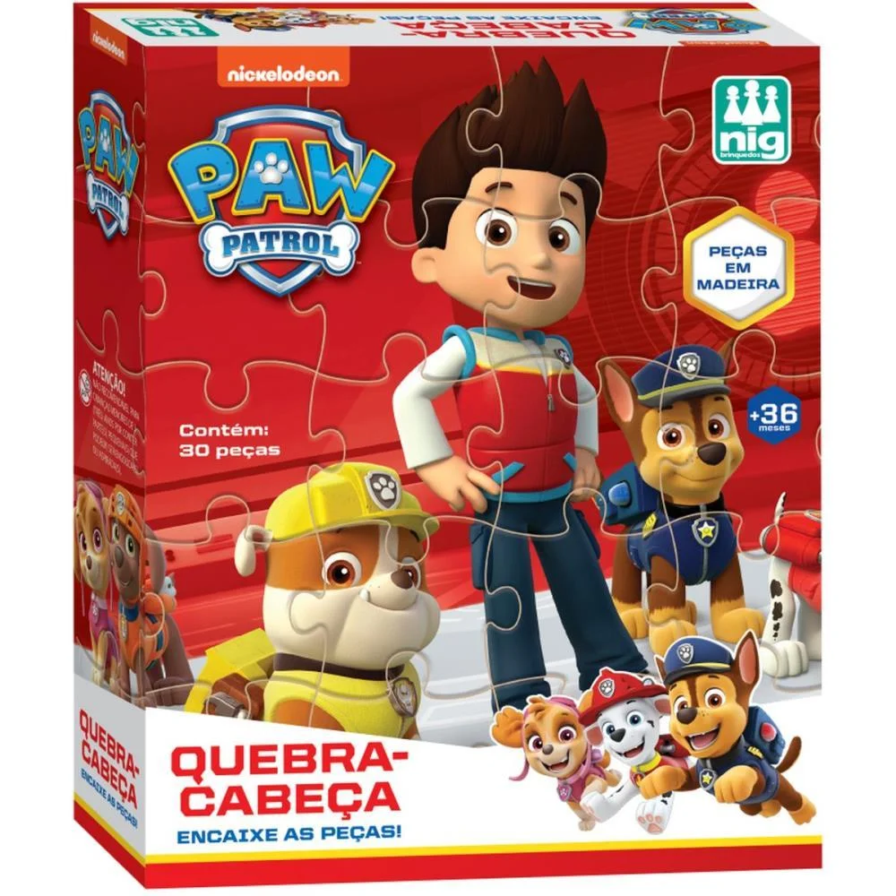 Quebra-Cabeca Madeira Patrulha Canina 30 Pecas Nig Brinquedos (Unidade) - imagem 3