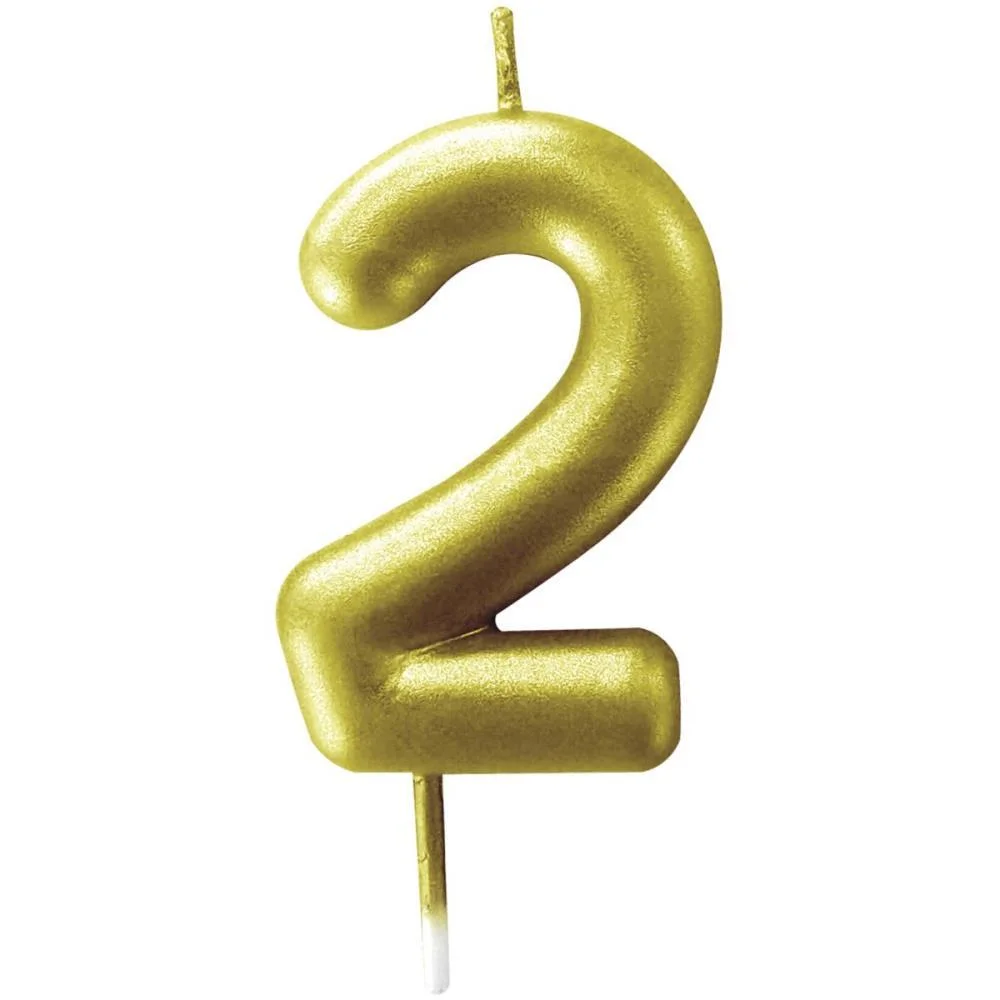 Vela Para Aniversario N.02 Ouro Metalizada  6Cm Make+ (Cx.c/12) - imagem 2