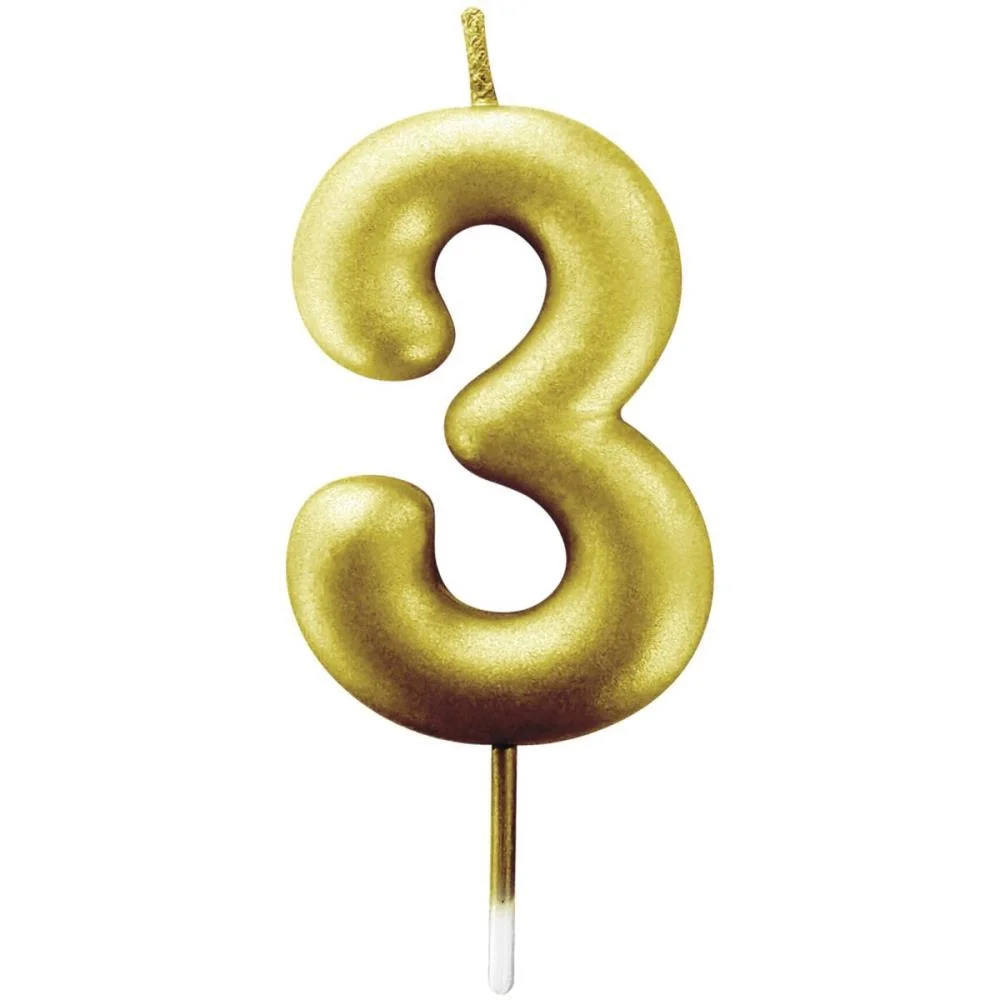 Vela Para Aniversario N.03 Ouro Metalizada 6Cm Make+ (Cx.c/12) - imagem 2