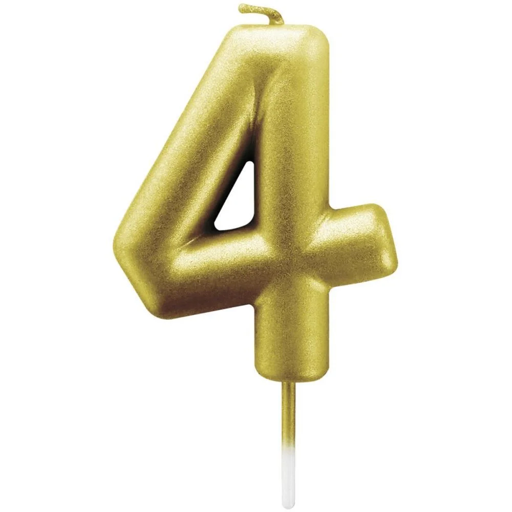 Vela Para Aniversario N.04 Ouro Metalizada 6Cm Make+ (Cx.c/12) - imagem 2