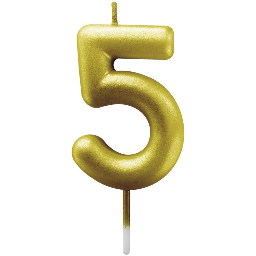 Vela Para Aniversario N.05 Ouro Metalizada 6Cm Make+ (Cx.c/12) - imagem 3