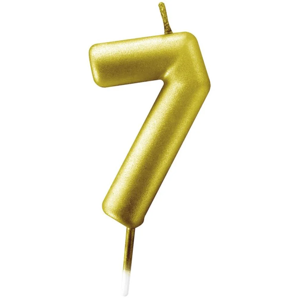 Vela Para Aniversario N.07 Ouro Metalizada 6Cm Make+ (Cx.c/12) - imagem 2