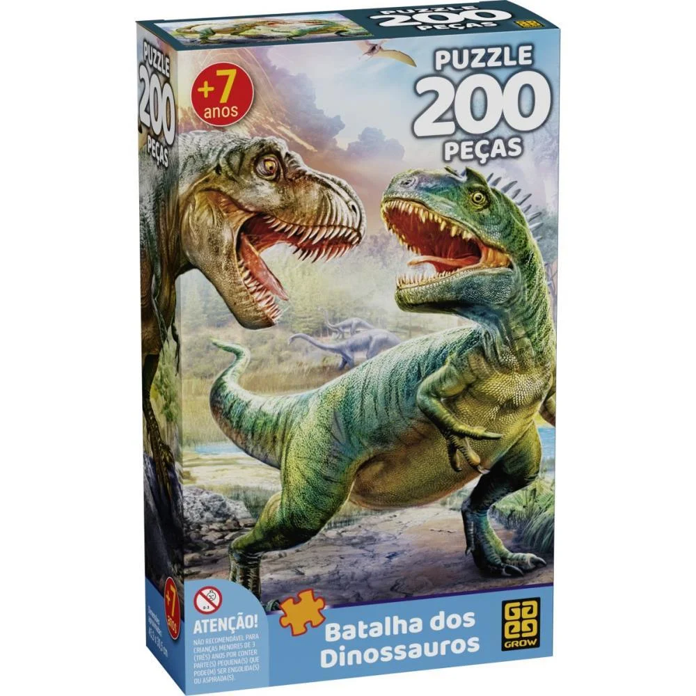 Quebra-Cabeca Cartonado Batalha Dos Dinossauros 200Pcs Grow (Unidade) - imagem 2