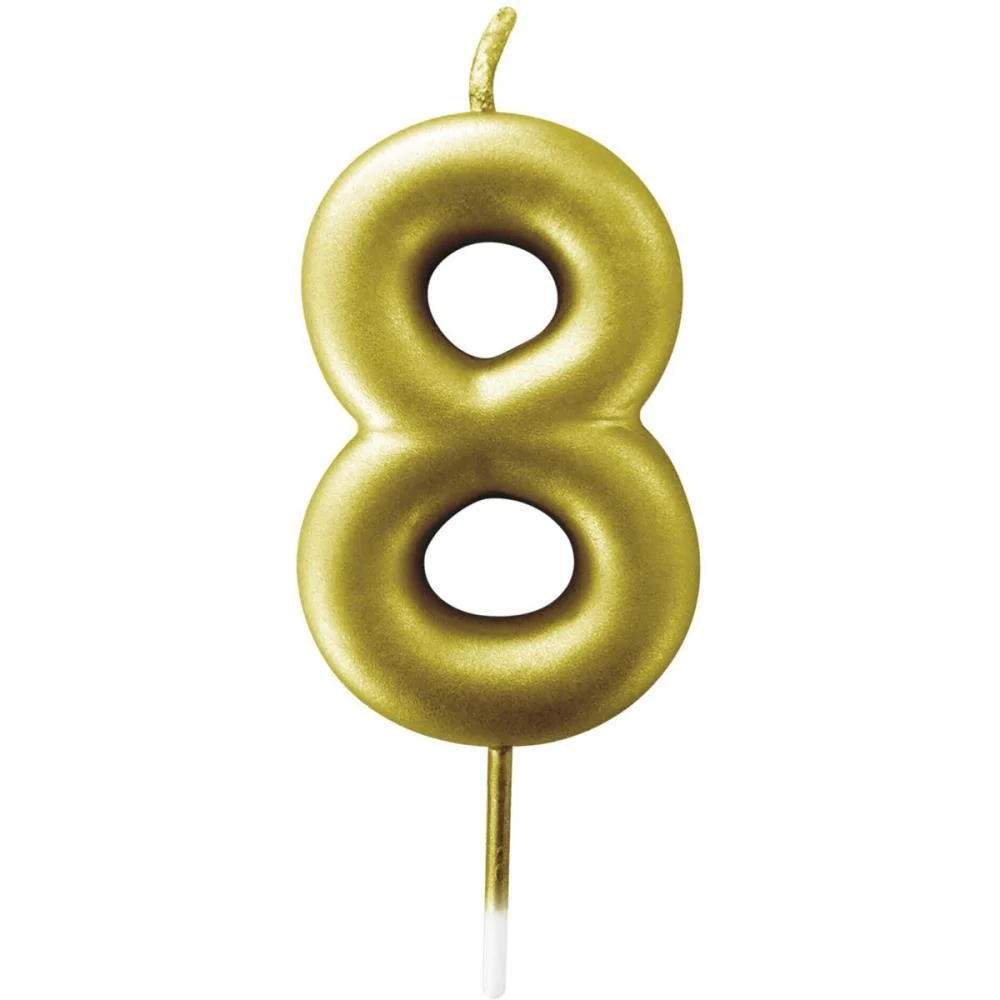 Vela Para Aniversario N.08 Ouro Metalizada 6Cm Make+ (Cx.c/12) - imagem 3