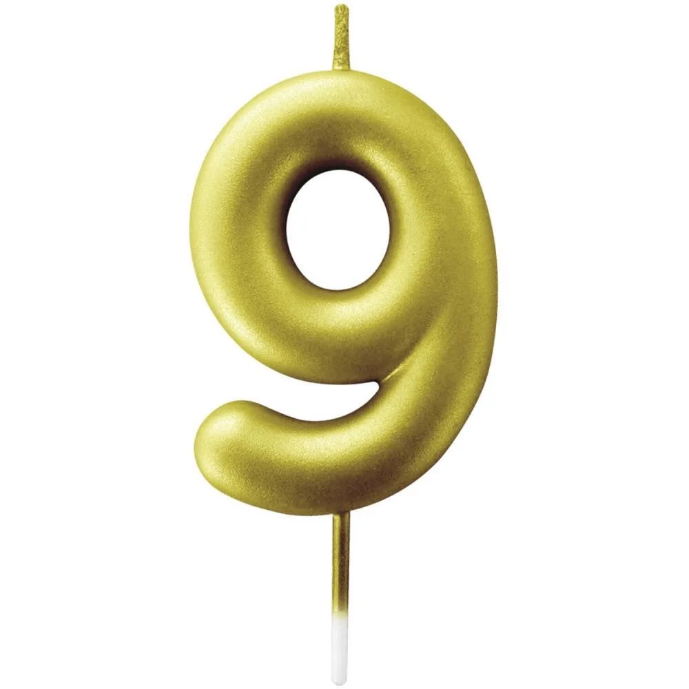 Vela Para Aniversario N.09 Ouro Metalizada 6Cm Make+ (Cx.c/12) - imagem 2