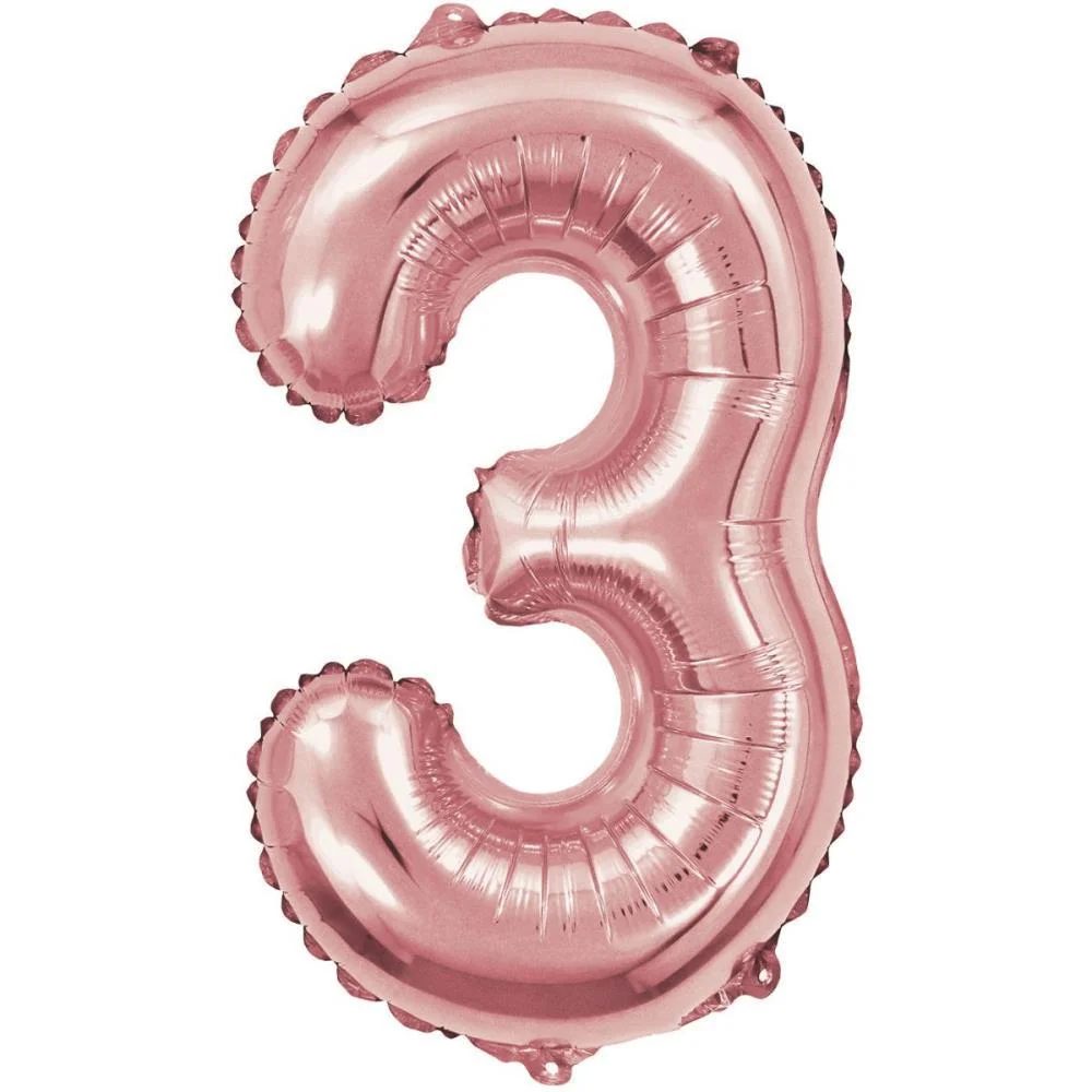 Balao Metalizado Numero 3 Rose 40Cm. Make+ (Unidade) - imagem 3