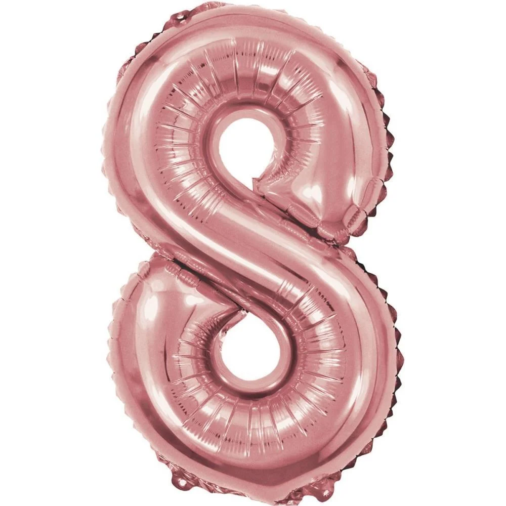 Balao Metalizado Numero 8 Rose 40Cm. Make+ (Unidade) - imagem 3