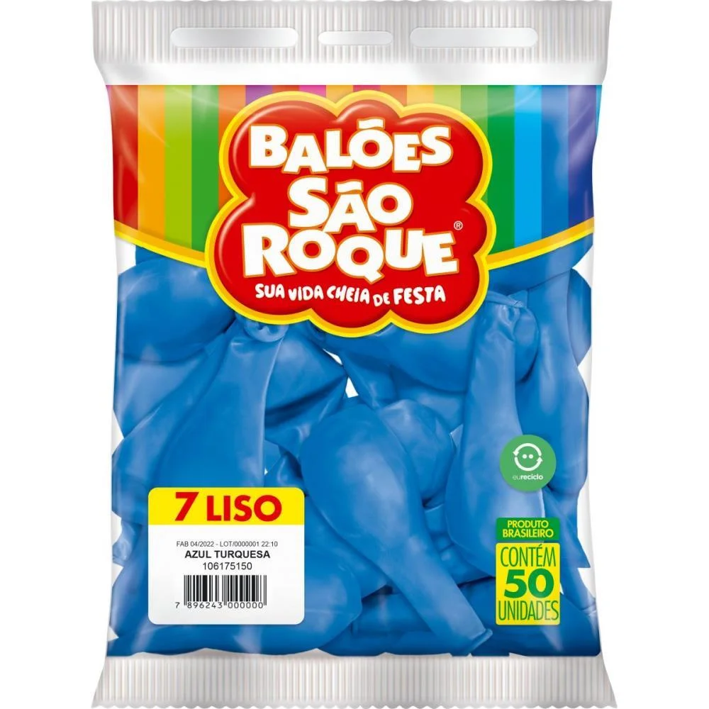 Balao 7 Liso Azul Turquesa Imperial Sao Roque (Pct.c/50) - imagem 4