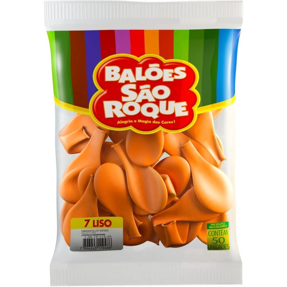 Balao 7 Liso Laranja Imperial Sao Roque (Pct.c/50) - imagem 4
