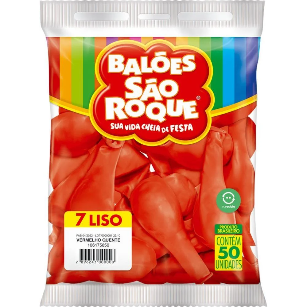 Balao 7 Liso Vermelho Quente Imperial Sao Roque (Pct.c/50) - imagem 4