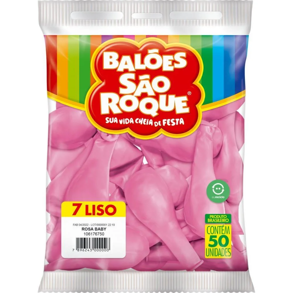 Balao 7 Liso Rosa Baby Imperial Sao Roque (Pct.c/50) - imagem 4