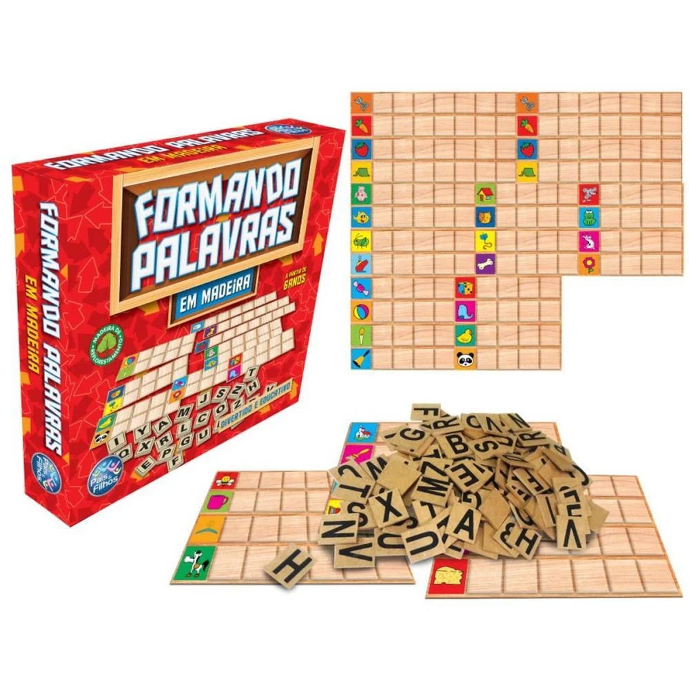 Brinquedo Pedagogico Madeira Formando Palavras Pais E Filhos (Unidade) - imagem 2