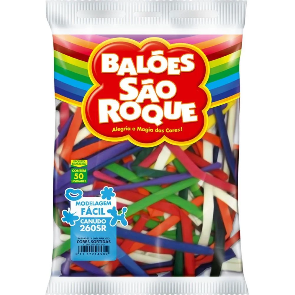 Balao Canudo 260Sr Cores Sortidas Solidas Sao Roque (Pct.c/50) - imagem 4